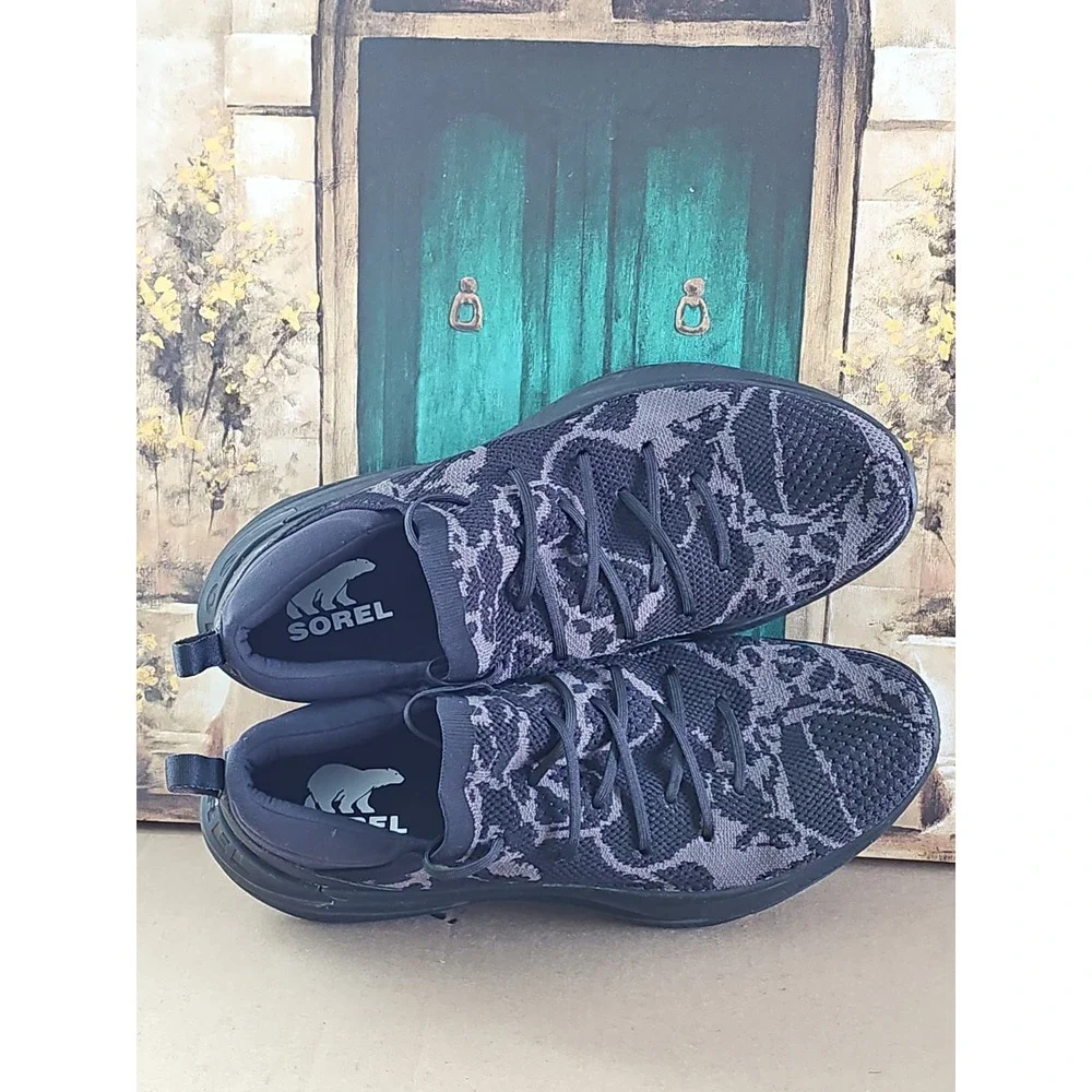 Sorel Explorer Blitz Stride Lace Sneaker Knit Black Shoes Sz 11